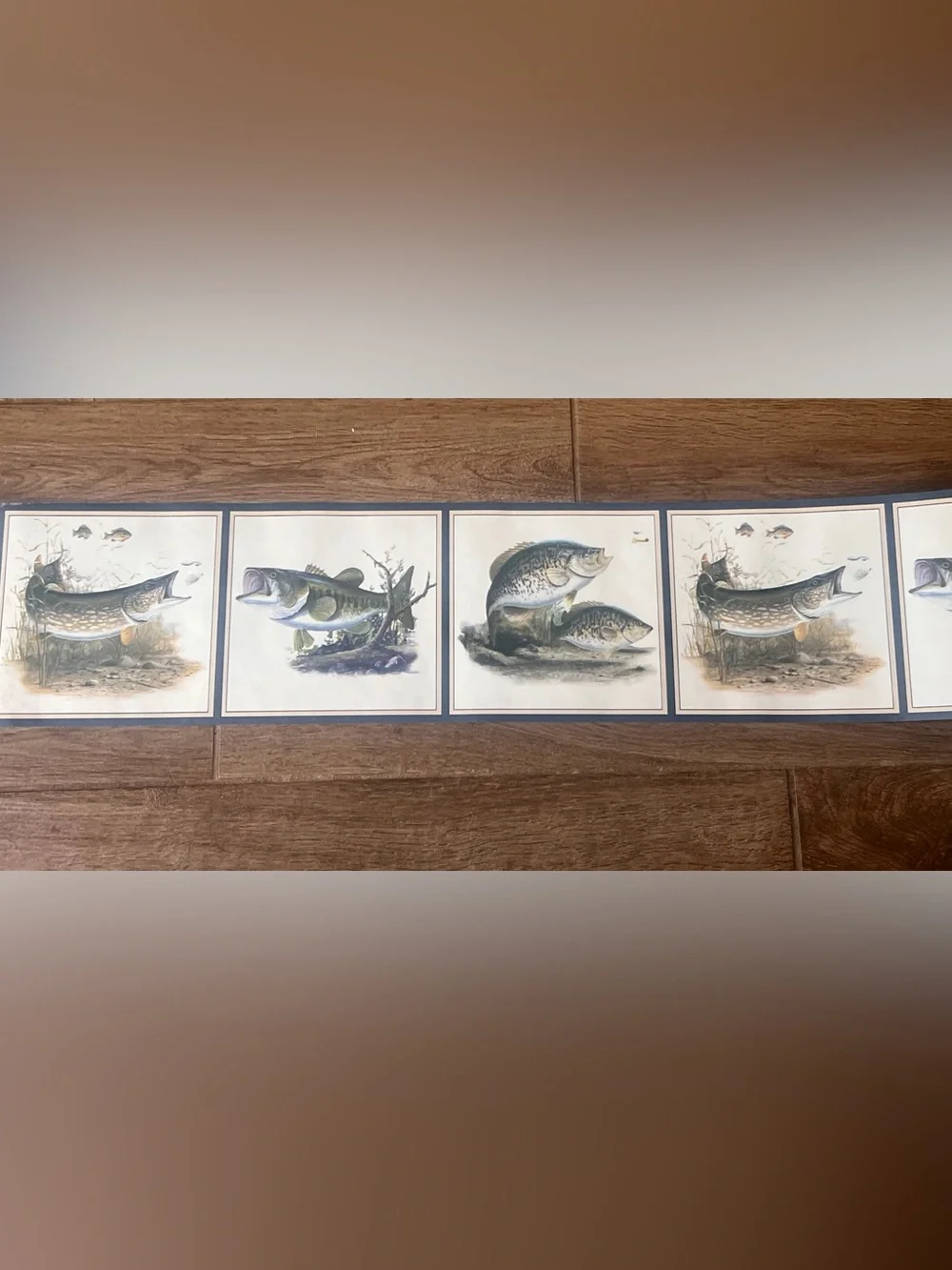 Seabrook Designs Northern Pike HB728B Border Fisherman 5 Yards Lot 2603 NOS Vtg